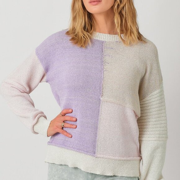 MYSTREE COLOR BLOCKED MIXED WEAVE PULLOVER SWEATER - Picture 4 of 6